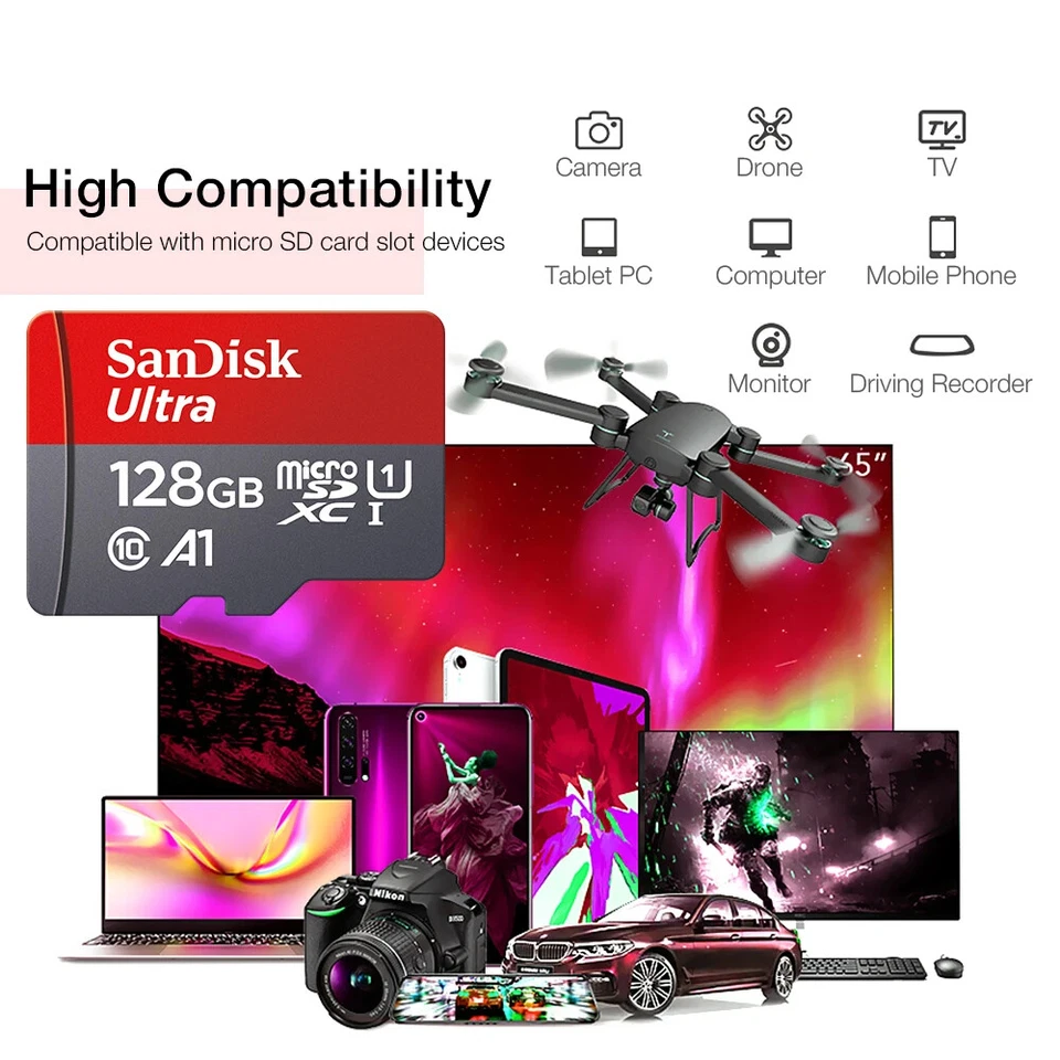 SANDISK MICRO SD КАРТА 32GB ULTRA КЛАССА 10 A1 ПАМЯТИ TF КАРТА-НОВЫЙ - Изображение 3 из 4