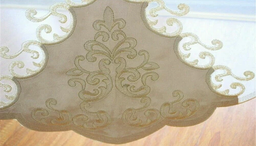Tende eleganti trasparenti per finestra fiori ricamo europeo voile beige pizzo lusso - Foto 5 di 13