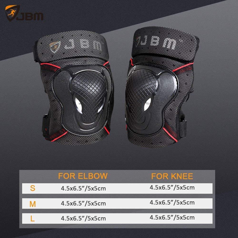 JBM BMX Bike Knee Pads and Elbow with Wrist Guards Protective Gear Set