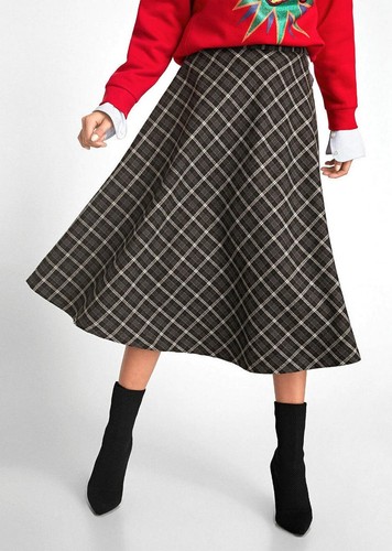 ZARA LONG GREY SKIRT CHECK PRINT MIDI SKIRT FLANEL SKIRT SIZE L NEW - Picture 9 of 10