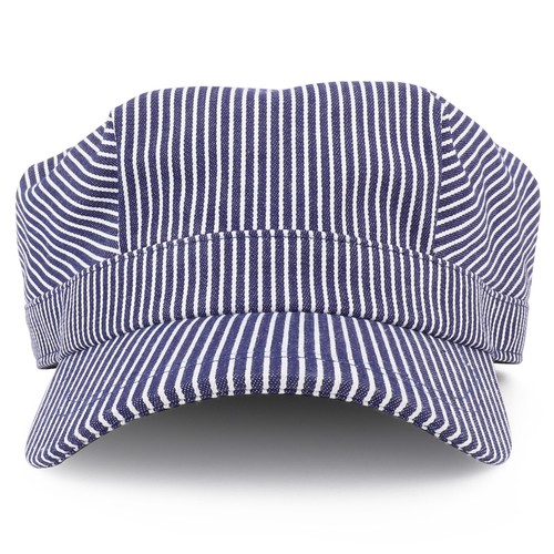 Denim Blue Stripe Train Engineer Conductor Cap Fits Infant to Adult - FREE SHIP - Picture 2 of 5