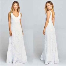 Show Me Your Mumu Jenn Maxi Dress V Neck Flowy White Lovers Lace XXS