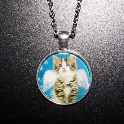 ANGEL WING CAT HEAVEN charm pendant Sterling Silver 925 chain necklace gold gift
