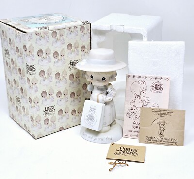 Precious Moments ''Seek and Ye Shall Find'' E-0105 1985 Vintage w/Box Tags Signed 