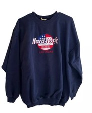 Vtg Hard Rock Cafe Hotel Men's Sweatshirt Las Vegas Crewneck USA Blue Size L/XL