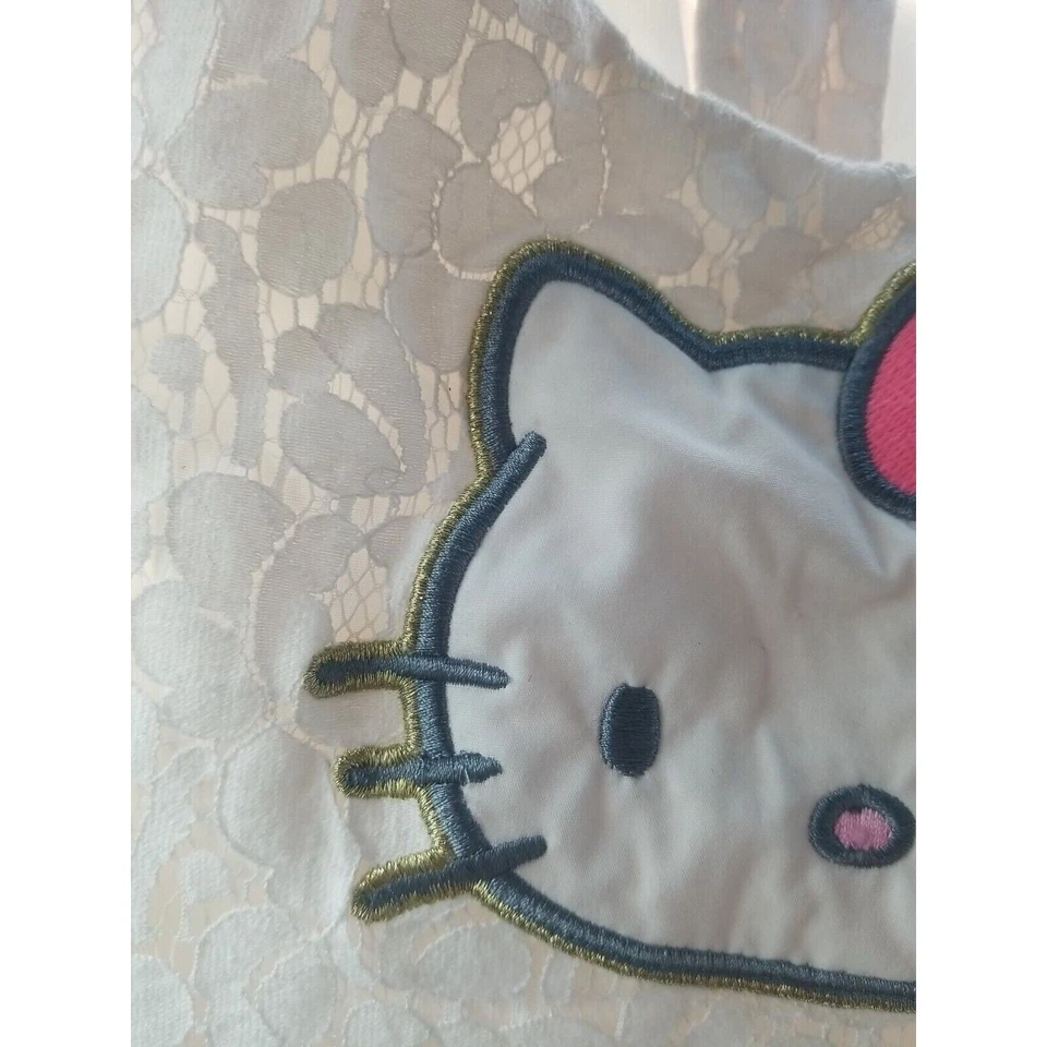 Vestido Hello Kitty Blanco Patrón Floral Talla 6 Abotonado en la Espalda Foto 3 de 4