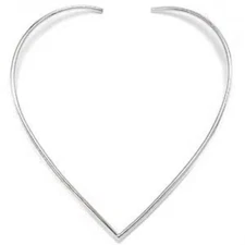 Fine Alpaca Silver Choker Band Hand Made V Neck Collar Smooth Necklace Handmade