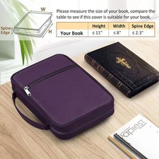 FINPAC Bible Cover Carrying Book Case Church Bag Bible with Zippered Pocket