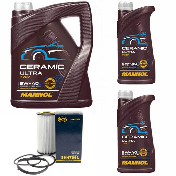 MotoröL Set Mannol 5W-40 Ceramic Ultra 7 Liter + ÖLfilter FüR Volvo S80 V70 S60-image