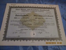 008 : AKTIE / historisch : Minen - und Eisenbahn - Gesellschaft , 1921 , # 37592