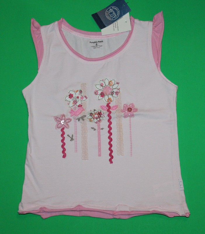 5 NWT Pumpkin Patch STRAWBERRY DELIGHT Pink Flower Ribbon SHIRT Top Girls