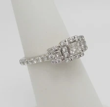 1CT Natural Diamond Halo Engagement Wedding Bridal Ring 14K White Gold Band