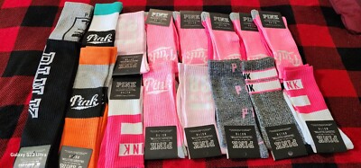Victoria Secret Pink crew Socks LOVE PINK NWOT OS 5 pairs