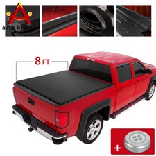 8ft Soft Roll Up Truck Tonneau Cover For 2014-2018 Chevy Gmc 1500 Long Bed