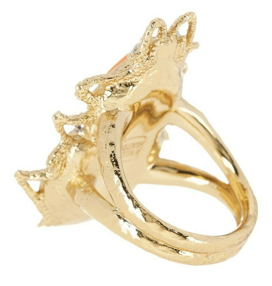 Anillo de cóctel Alexis Bittar chapado en oro de 18 quilates cristal pavé tallado a mano escarabajo talla 7 Foto 2 de 3