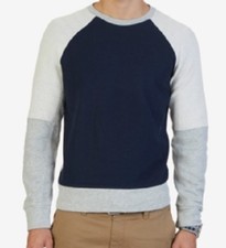 Nautica Men's Slim-Fit Colorblocked Crew Neck Sweatshirt, Gray Blue, Large