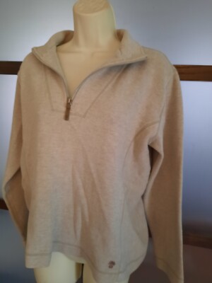 Tommy Bahama Sweatshirt 1/2 zip Cotton Blend Khaki Small Thick Warm