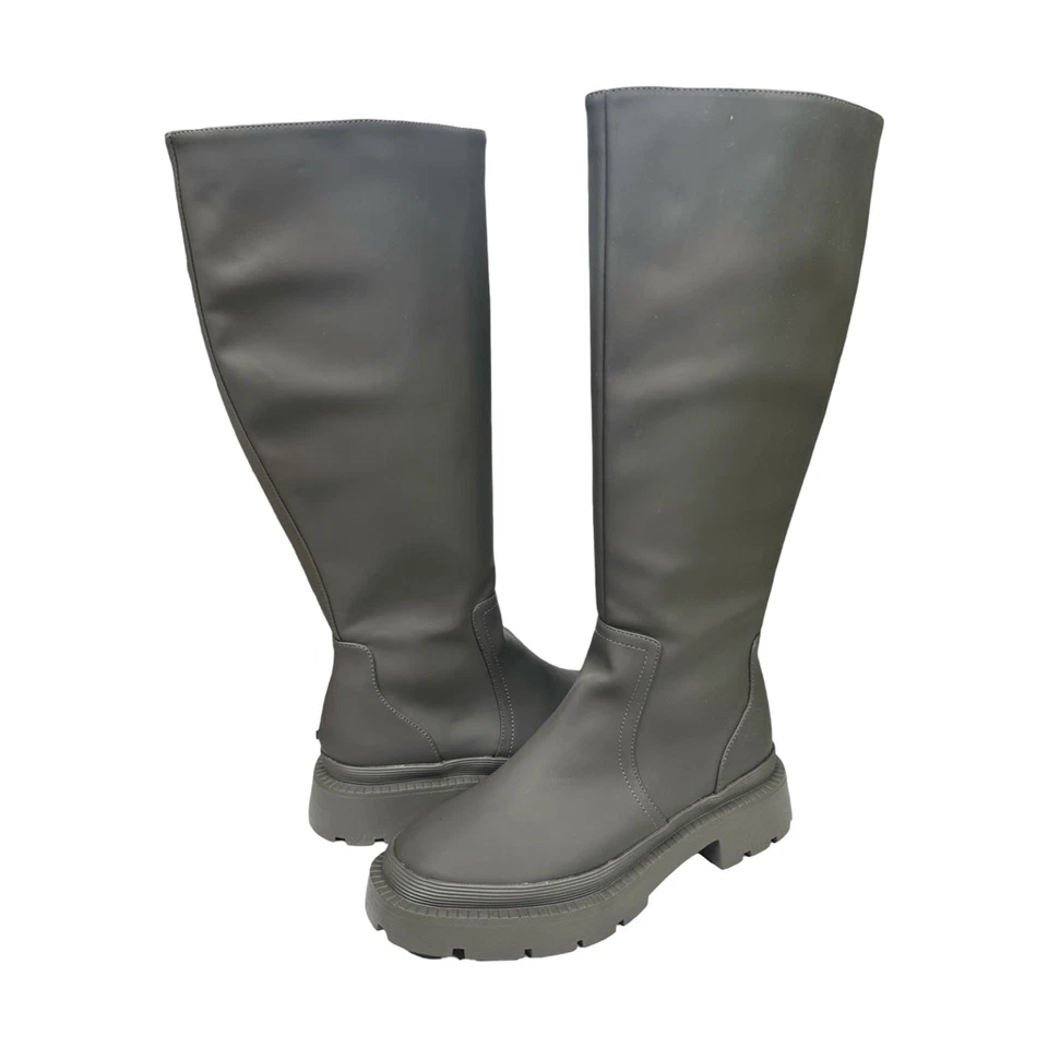 Botas Bar III Twyla Suela Hasta la Rodilla Talla 9.5M Oliva Resistente al Agua Cremallera Lateral Foto 3 de 4