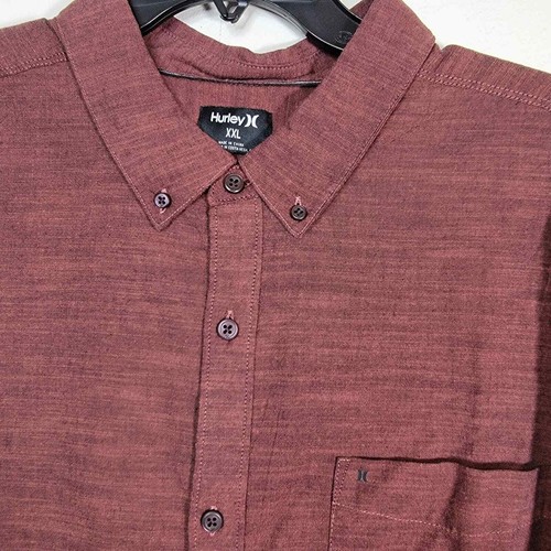 Camisa Hurley XXL Rojo Óxido Botones Mangas Largas Nueva Con Etiquetas Algodón - Imagen 6 de 8