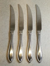 4 Wallace American Tradition Steak Knives Continental Bead Stainless 9 1/4" 