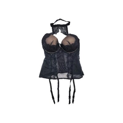 Adore Me Womens Size 32DD Black Sheer And Lace Push Up Sexy Lingerie Top