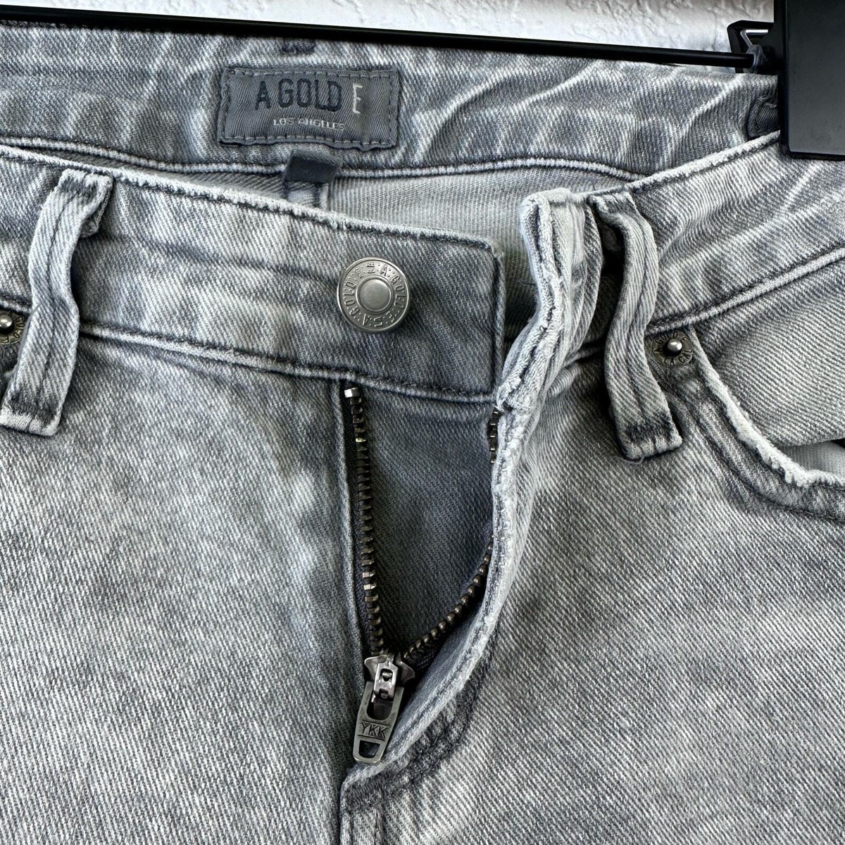 AGOLDE レギュラーフィットジーンズ グレー SS25 Agolde grey denim distressed skinny jeans size 25 | eBay