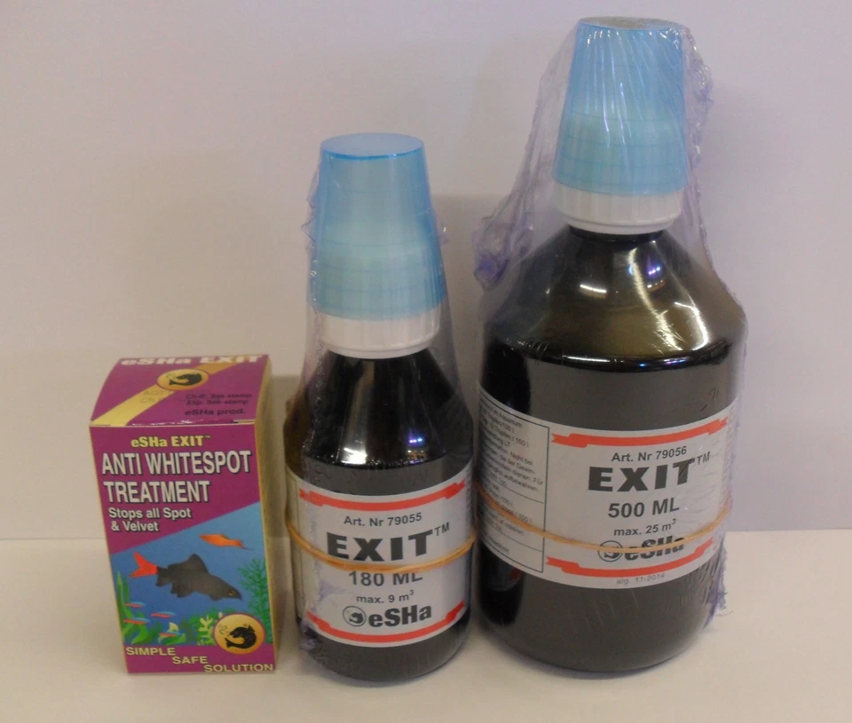 Esha Exit Whitespot Ich Velvet. 20ml, 180ml and 500ml. Aquarium Fish Treatment