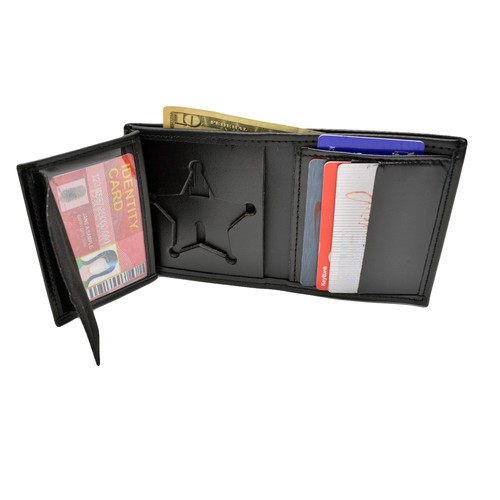 DK439 Hidden Badge and ID Wallet Cutout Fits Florida Sheriff 5 Point Star Badge - Picture 4 of 7