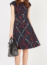 Plus Size Women Sleeveless Flared Skater Dress Ladie Neck Plain Printed Midi