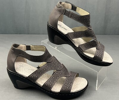 JBU by Jambu Bianca Wedge Sandal Vegan Grey Memory Foam Size 9M  Boho Chic