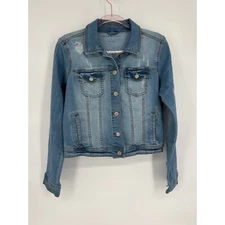 Aeropostale Denim Jacket Distressed Jean Jacket Button Front Casual Size L