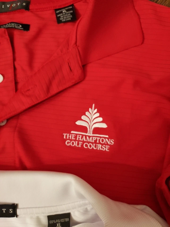 LOTE DE 2 POLOS DE GOLF DIVOTS PARA HOMBRE ROJO/BLANCO XL THE HAMTONS/SEWELLS POINT Foto 3 de 4