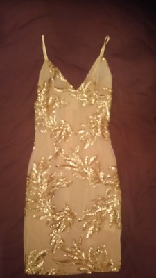 Oh Polly gold sequin dress, size 6 *Christmas* | eBay UK