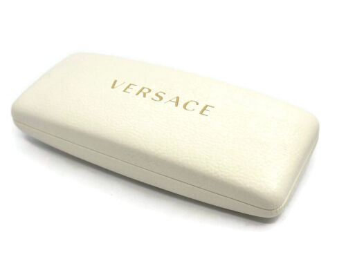 NEW Versace Hard White With Gold Clamshell Eyeglasses Case With Cloth