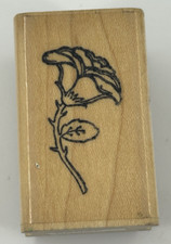 Single Rose Flower Wood Mounted Rubber Stamp