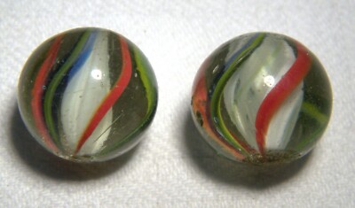 ANTIQUE  VICTORIAN  GERMAN GLASS HAND MADE  MARBLE x 2 same / similar  12c