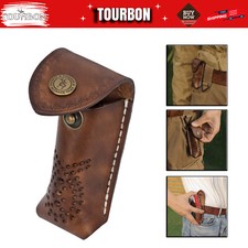 Funda de cuchillo de bolsillo de cuero TOURBON para cuchillos de hoja plegable Trapper estuche de cinturón EDC