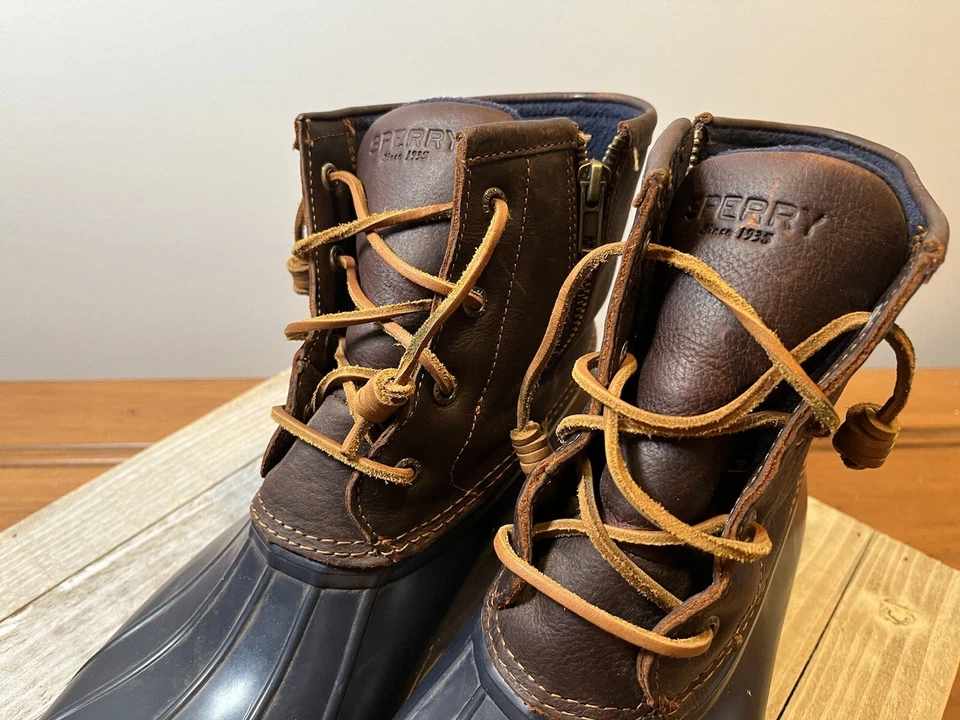 Botas de pato Sperry Top Sider para mujer talla 11 M impermeables de cuero con cremallera F17-61803 Foto 2 de 4