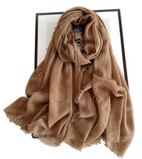 Cotton Blend Vintage Soft Scarf With Fringed Edges,linen scarf,shawl  travel scar
