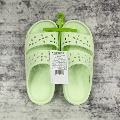 NWT - Crocs Classic Floral Cut-Out Sandal Pistachio M3/W5 - 210966-3YH