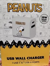 Peanuts Snoopy USB Wall Charger 1 USB-C  1 USB-A Ports Fast Charging