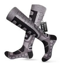 Outdoor Master Ski Socks - 2 Pairs Warm Merino Wool Blend Size Large