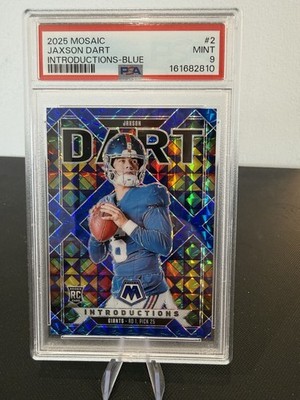2025 Panini Mosaic Jaxson Dart Blue Introductions /99 Rookie RC PSA 9 Giants
