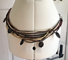 Vtg Indie Boho Belt Multi strand beaded chain hip slouch festival fairy safari