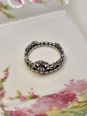 Pandora Sterling Silver 925 ALE Princess Tiara CZ Crown Heart Ring Size 5.25