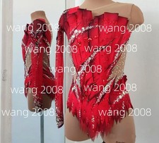 Rhythmic Gymnastics /girl Twirling Competition/Tap Costume Multicolor red