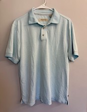 Tommy Bahama Polo Shirt Sz M Blue Marlin Logo Outdoor Fishing Beach Casual