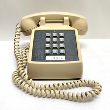 VTG Comdial Cortelco 2500-ASO-CDL Push Button Desk Telephone Beige Tan Landline