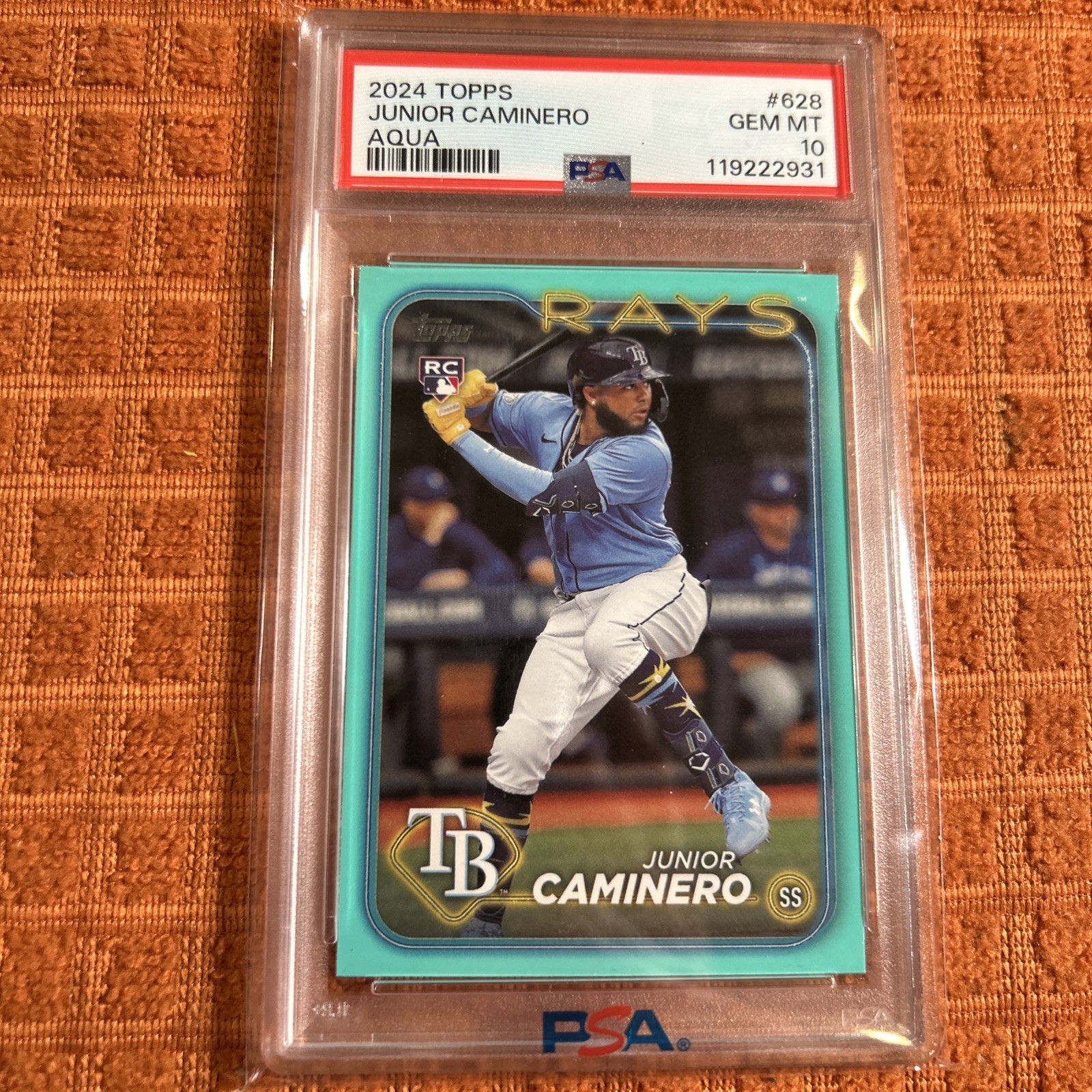 PSA 10 2024 Topps 628 Junior Caminero Aqua🔥POP 23 ! Rare