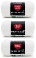 Red Heart Super Saver White Yarn - 3 Pack of 198g/7oz - Acrylic - 4 Medium W...